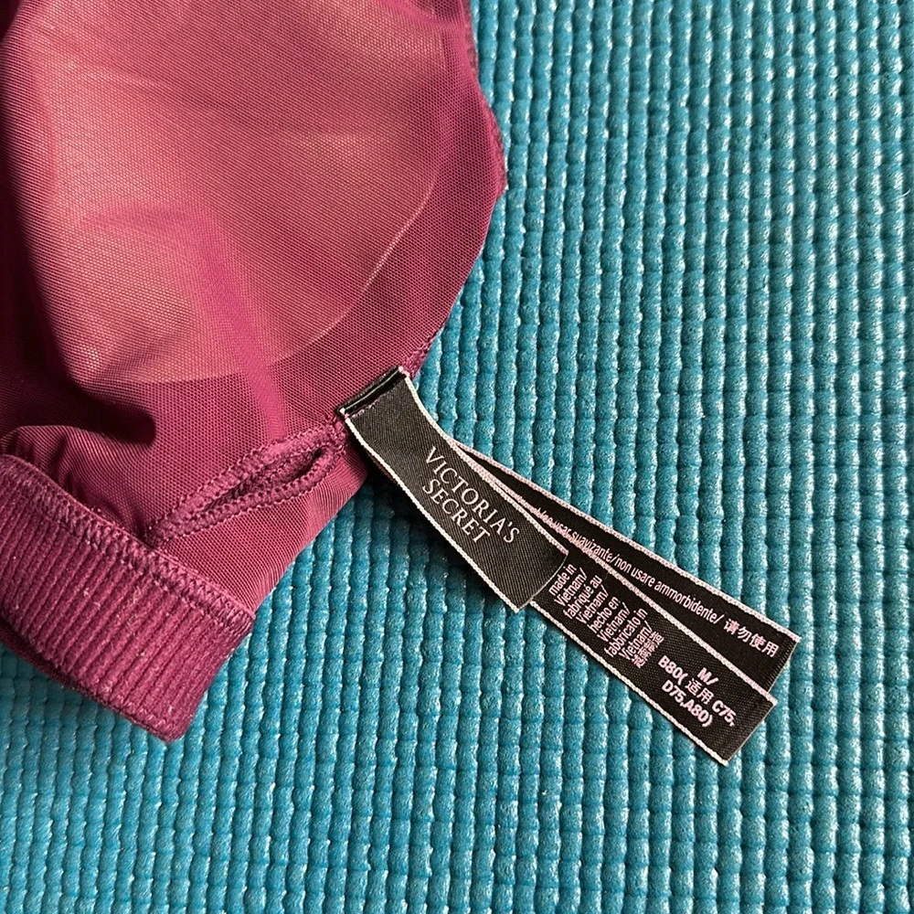 Victoria’s Secret Essential Strappy Back Sports Bralette Burgundy Heather Medium - Picture 8 of 9